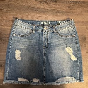 DISTRESSED DENIM SKIRT